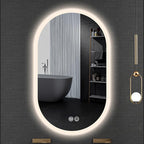 Irregular Bathroom Mirror with 3 Colour LED Light, Wall Mounted Makeup Mirror with Touch Switch and Demister Pad, Energy-Saving LED Smart Mirrors, Dimmable(A,23.6 * 35.4in/60 * 90cm)