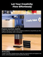 Creality 10W Laser Engraver, Falcon Pro with 3-in-1 Laser for Wood Engraving, 72000mW Efficient Laser Engraving Machine Fit, for Wood, Metal, Paper, Acrylic, Leather, Glass Tumbler Ring, 17" x 16"