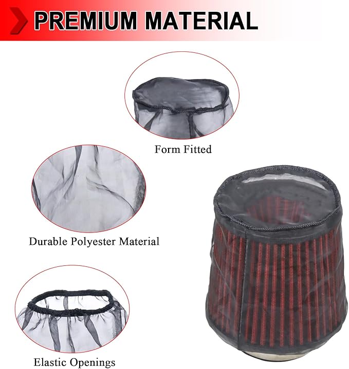 Universal Air Filter Cover, Air Filter Wrap for Motorcycle Car Air Intake Filter Protective Cover Dustproof Waterproof Universal Accessories (Filter S), Pack of 2