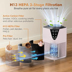 Air Purifiers for Home Large Room up to 1750 Sq Ft, H13 True HEPA Filter Air Purifiers for Bedroom, 25dB Quiet for Home,Bedroom,Office (Pink)
