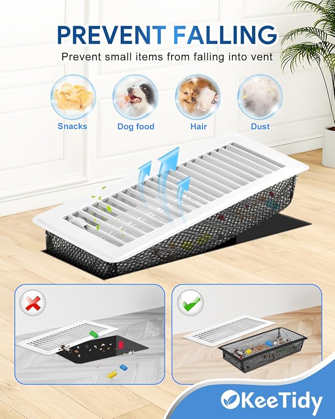 Floor Vent Screen Net, 4" x 10" Air Vent Screen Filter Mesh Catches Toys Snacks Pet Hair and Pet Food, Keeps Bugs Out for Home, 3 Pack