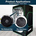 2Pcs 4 Inch Grow Tent Vent Cover Filter, Duct Filter Net with Elastic Band and Fixed Buckled, Black Mesh Screen Shield for Exhaust Fan, Plant Growth, Tent Ventilation