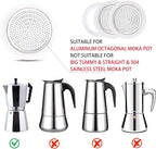 2 Pcs Filter with 3 Pcs Silicone Gasket Seals for 9 Cup Stovetop Espresso Coffee Maker Replacement Parts for DITOSH Aluminium Moka Pot