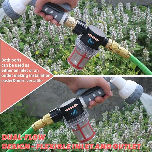 GIEX 100 Mesh Garden Hose Filter with Quick Connect, 3/4" GHT Thread Inline Sediment Trap for Pressure Washers, Sprinkler Systems & General Garden Irrigation