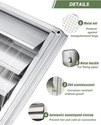 4" Metal Dryer Vent Cover Outside with Pest Guard Screen, 304 Stainless Steel Outdoor Exterior Wall Air Vent Cover with 6 Screws and Rubber Gasket for Bathroom Exhaust Vent Office Home