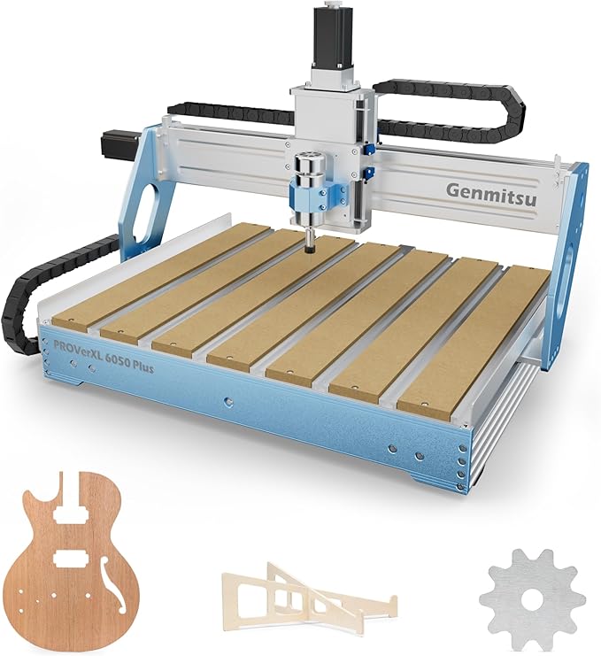 Genmitsu CNC Machine PROVerXL 6050 Plus for Metal Wood Acrylic MDF Carving, GRBL Control, 3 Axis Milling CNC Router Machine, Hybrid Table, Working Area 600 x 500 x 115mm (23.62" x 19.69" x 4.53")