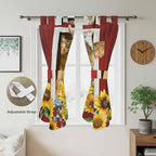 Cows Sunflowers Bathroom Curtains 63 Inch Length, Window Curtains Tab Top, Spring Floral Bees Farmhouse Barn Light Filtering Window Treatments Drapes 52"x63" 2 Panel