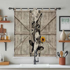 Funny Farm Animals Bedroom Curtains 72 Inch Length, Window Curtains Tab Top, Vintage Barn Brown Sunflowers Light Filtering Window Treatments Drapes 52"x72" 2 Panel