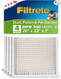 Filtrete 20x23x1 AC Furnace Air Filter, MPR 700, MERV 8, Tough on Pollen, Easy on Airflow, 3-Month Pleated 1-Inch Electrostatic Air Cleaning Filter, 4-Pack (Actual Size 19.69 x 22.69 x 0.81 in)