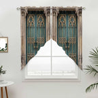 Turquoise Vintage Door Swag Valances for Windows, Countryside Barn Abstract Art Rod Pocket Kitchen Curtains Valance, Small Window Curtains Swag for Cafe Bathroom Living Room, 2 Panels, 36x36 inch