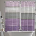 Country Wood Board Gray Purple Window Valance Curtains, Farmhouse Gradient Plank Light Filtering Kitchen Valance with 3-inch Rod Pocket for Living Room Bathroom Bedroom,2 Panel,52x72In