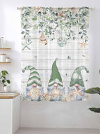 Sheer Curtains 72 Inches Long, Coastal Eucalyptus Leaf Semi Sheer Curtains Light Filtering Window Treatment, Sage Green Gnomes Starfish Privacy Voile Drapes for Living Room Bedroom 52x72 Inch