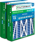 Filterbuy 21x27x5 Air Filter MERV 13 Optimal Smoke & Allergy Defense (2-Pack), Pleated HVAC AC Furnace Filters for Trane Perfect Fit & American Standard (Actual Size: 20.56 x 26.13 x 4.97)