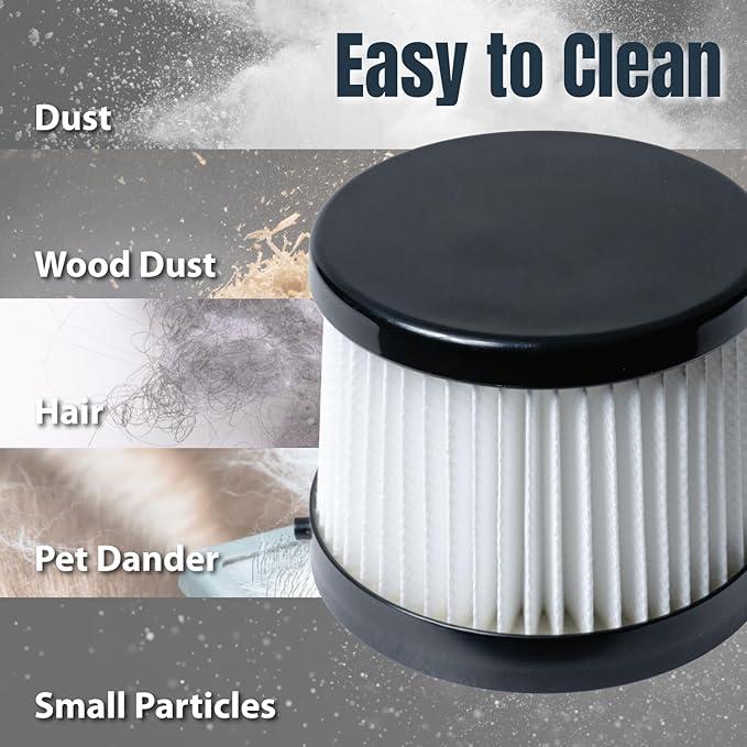 POWERTEC DCV5011H HEPA Filters for DeWalt DCV501HB 20V Cordless Handheld Vacuum 4 Pack w/ 8 Pack Foam Sleeve Filters, Cartridge Filter for DeWalt Vacuums (75123)