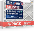 BNX TruFilter 18x24x1 Air Filter MERV 13 (4-Pack) - MADE IN USA - Electrostatic Pleated Air Conditioner HVAC AC Furnace Filters for Allergies, Pollen, Mold, Bacteria, Smoke, Allergen, MPR 1900 FPR 10