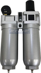 SUPER HEAVY DUTY HIGH FLOW AIR FILTRATION SYSTEM, 2 STAGE PARTICULATE FILTER PLUS OIL REMOVING COALESCING FILTER COMBINATION (3/4" NPT, MANUAL DRAIN)