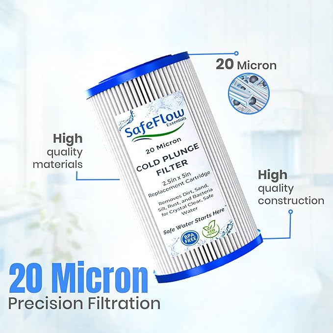 5" x 2.5" Cold Plunge Filter 20 Micron – Fits The Pod Ice Cold Plunge Water Chiller, Cold Plunge Filters, and Under Kitchen Sink Systems (4)