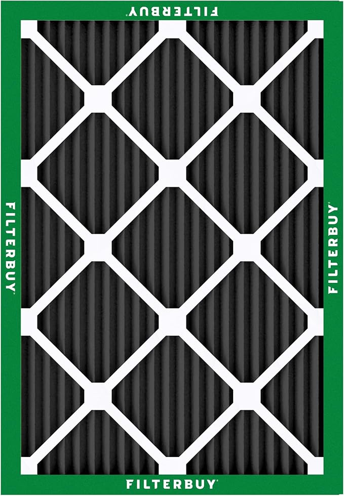 Filterbuy 24x25x1 Air Filter MERV 10 Odor & Allergy Defense with Activated Carbon (3-Pack), Electrostatic Pleated HVAC AC Furnace Filters Replacement, Made in USA (Actual Size: 23.88 x 24.88 x 0.75)