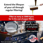 MirOil B6PS EZ Flow Deep Fryer Oil Filter Bag w/Frame – Reusable Grease Fryer Strainer to Extend Oil Life & Maintain Food Quality – Handles Kitchen Hot or Cold Liquid – Deep Fryer Filter for Cooking