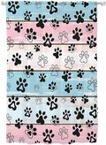 Sheer Curtains 72 Inches Long, Blue Pink Dog Paws Prints Semi Sheer Curtains Light Filtering Window Treatment, Farmhouse Beige Wood Privacy Voile Drapes for Living Room Bedroom 52x72 Inch