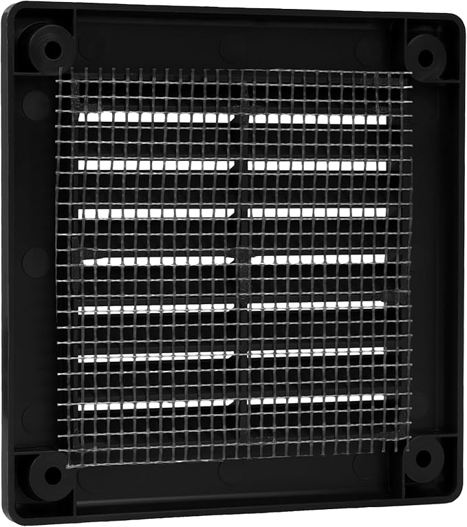 Vent Systems 3" x 3" Inch (Opening Dimensions) - Pack of 10 - Plastic Black Soffit Vent Cover - Flat Square Air Vent Grille - Air Vent Deflector - HVAC 4" x 4" Inch (Overall Dimensions)