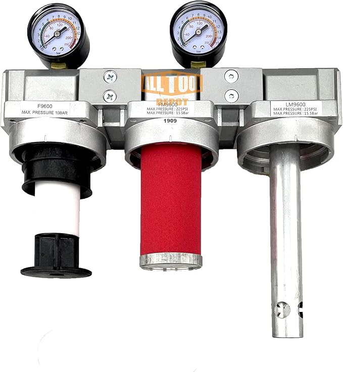 1" NPT SUPER DUTY Industrial Grade 3 Stages Filter Coalescing Desiccant Dryer System For Compressed Air Lines, Metal Bowls, Great For Paint Spray And Plasma Cutter (AUTO DRAIN)