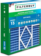 Filterbuy 20x20x5 Air Filter MERV 13 Optimal Smoke & Allergy Defense (1-Pack), Pleated HVAC AC Furnace Filters for Amana, Coleman, Goodman, Maytag, York, and More (Actual Size: 20.25 x 20.75 x 5.25)