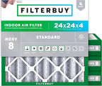 Filterbuy 24x24x4 Air Filter MERV 8 Essential Dust & Allergy Defense (4-Pack), Electrostatic Pleated HVAC AC Furnace Filters Replacement, Made in USA (Actual Size: 23.38 x 23.38 x 3.63)