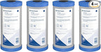 Pentair Pentek EPM-BB Big Blue Carbon Water Filter, Whole House Modified Epsilon Carbon Block Replacement Cartridge with Bonded Powdered Activated Carbon (PAC) Filter, 10" x 4.5", 10 Micron, Pack of 4