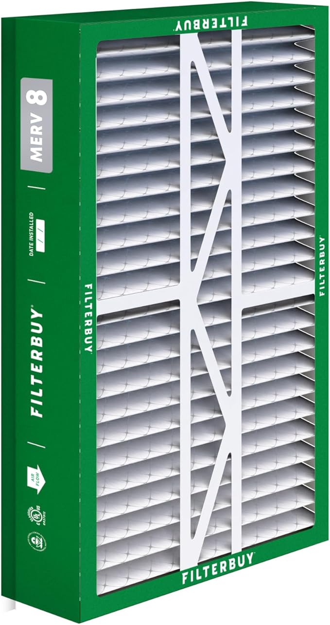 Filterbuy 17.5x27x5 Air Filter MERV 8 Essential Dust & Allergy Defense (4-Pack), Pleated HVAC AC Furnace Filters for Trane Perfect Fit & American Standard (Actual Size: 17.13 x 26.13 x 4.97)