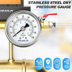 MEANLIN MEASURE 0~100Psi Dry Pressure Gauge Stainless Steel 1/4" NPT 2" FACE DIAL Waterproof for Well Pump Water Tire Water Pressure Tester Back Mount, with 1/2" NPT and 3/8" NPT Hex Bushing