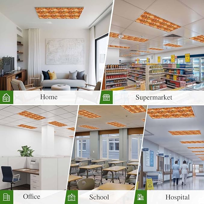 Tropical Plant Cactus Fluorescent Light Covers 4 Pack Western Cowboy Horse Sunset Deserts Orange Magnetic Fluorescent Ceiling Lights Filters for Office Classroom Home Drop Ceiling 4x2 Feet