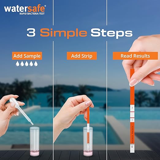 Pool and Spa Rapid Bacteria Test by Watersafe, Test Strips to Detect Down to 1 Bacteria/μL in 15 Minutes, Including E. coli and Salmonella, Single Test