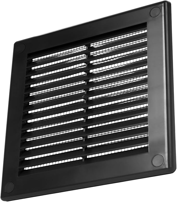 Vent Systems 6'' x 6'' Inch Black Soffit Vent Cover - Pack of 100 - Flat Square Air Vent Louver - Grille Cover - Built-in Insect Screen - HVAC Vents for Bathroom, Home Office, Kitchen 6x6 Inch