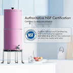 Purewell 3-Stage 0.01μm Ultra-Filtration Gravity Water Filter System, NSF/ANSI 42&372 Certification, 304 Stainless Steel Countertop System with 2 Filters and Stand, Reduce 99% Chlorine, 2.25G, PW-OB
