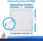 Filter King 24x26x1 Air Filter | 4-PACK | MERV 8 HVAC Pleated A/C Furnace Filters | MADE IN USA | Actual Size: 24 x 26 x .75"