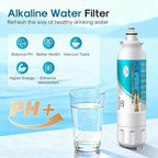 ICEPURE Alkaline ADQ73613401 Refrigerator Water Filter Replacement for LG LT800P, LT800PC, ADQ75795104, ADQ736134, ADQ73613402 Kenmore 9490 46-9490 LSXS26326S LSXS26366S LMXS30776S, Enhances PH, 2Pack