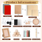 Tondiamo 76 Pcs Laser Material Explore Kit for Laser Engraving Materials Accessories Including Wood, Metal, PU Leather, PVC Materials for Laser Engraver Crafting Supplies
