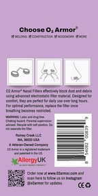 O2 Armor Nose Filters for Welders & Allergies - Nose Filter for Dust - Nasal Filters for Welding - Nose Dust Mask for Construction (10 Pack, Size Small)
