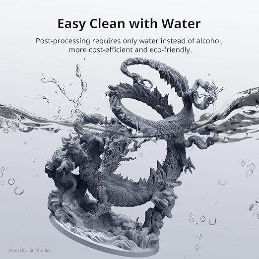 ANYCUBIC Water Washable 3D Printer Resin 2.0, 405nm High Precision 3D Resin, Low Shrinkage Photopolymer Resin for 4K/8K/12K Capable LCD DLP Resin 3D Printer (Grey + Grey, 2000g)