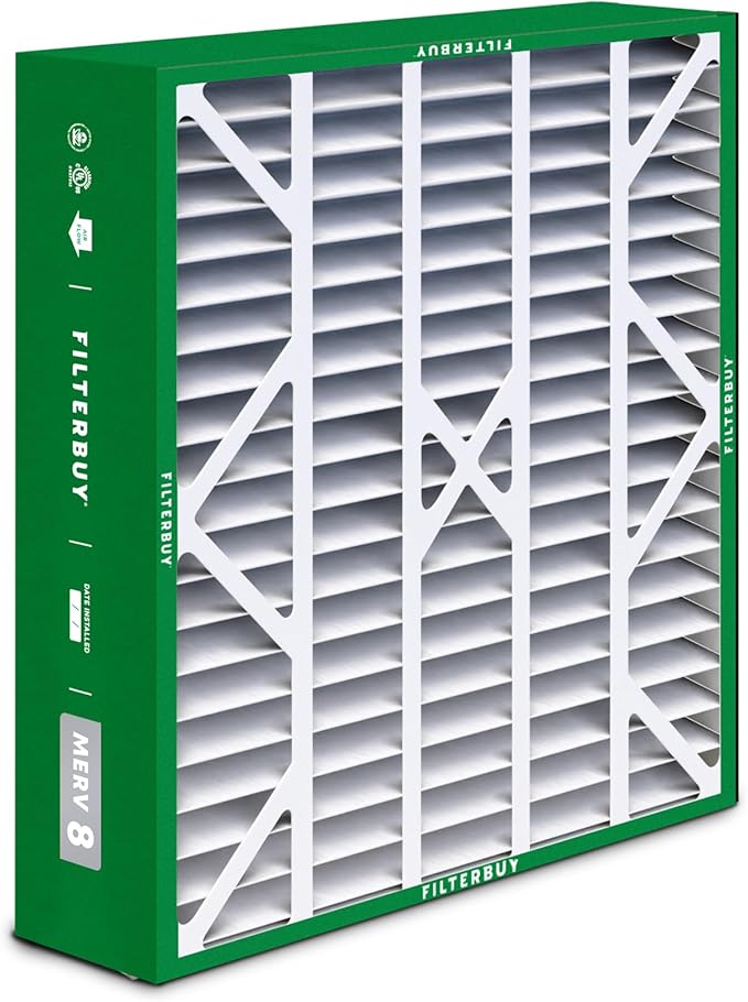 Filterbuy 20x25x6 Air Filter MERV 8 Essential Dust & Allergy Defense (2-Pack), Pleated HVAC AC Furnace Filters for AprilAire Space-Gard 201, 2200, 2250, & Lennox (Actual Size: 19.75 x 24.25 x 6.00)