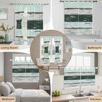 Blue Teal Living Room Curtains 84 Inch Length, Window Curtains Tab Top, Vintage Wooden Retro Art Farmhouse Barns Light Filtering Window Treatments Drapes 52"x84" 2 Panel