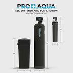 PRO+AQUA PRO-SCI-S55E Whole House Water Filter & Softener Bundle | 55,000 Grain Capacity | Removes Chlorine, Sediment, VOCs, Calcium & Magnesium | Ideal for 3–5 Bathrooms | High-Flow, Heavy-Duty