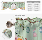 Easter Tie Up Valance Curtains for Windows, Kitchen Curtains Window Shades, Spring Watercolor Bunny Eggs Wooden Grain Green Light Filtering Roman Curtain Valances for Bedroom/Bathroom/Cafe 60"x18"
