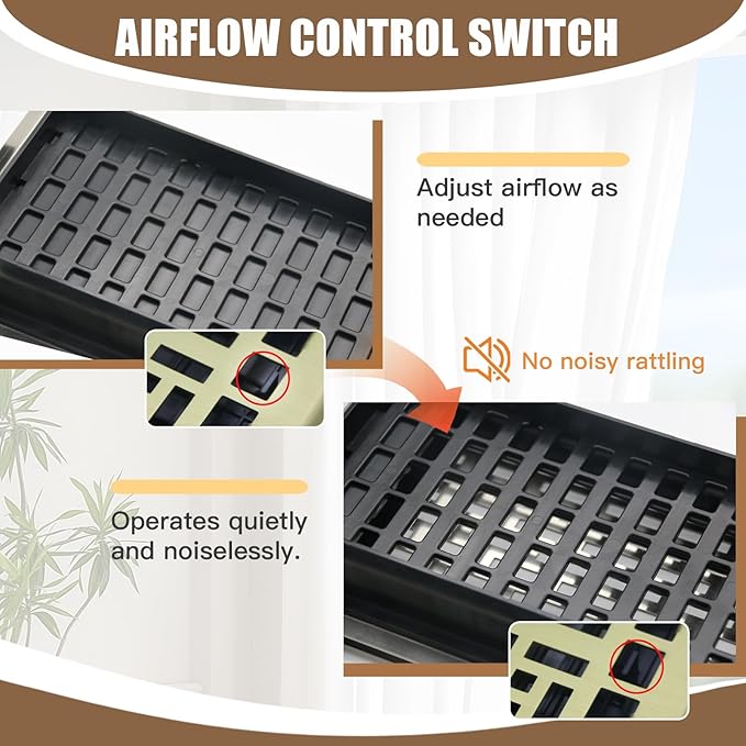 2 Packs Floor Vent Air Register 4X10 Inch Brushed Gold Color Floor Register Vents Heavy Duty Walkable Steel Floor Register Easy Adjust