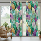 Leaves Outdoor Curtains for Patio Gorgeous Leaf Abstract Spring Waterproof Outside Curtains with Grommet Top Weatherproof Curtain for Cabana Pergola Gazebo, 2 Pack, 54" W x 84" L