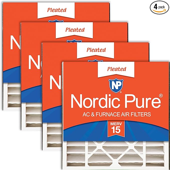 Nordic Pure 20x20x5 (Actual Size: 19 5/8 x 19 7/8 x 4 3/8) Honeywell/Lennox Replacement MERV 15 Air Filters 4 Pack