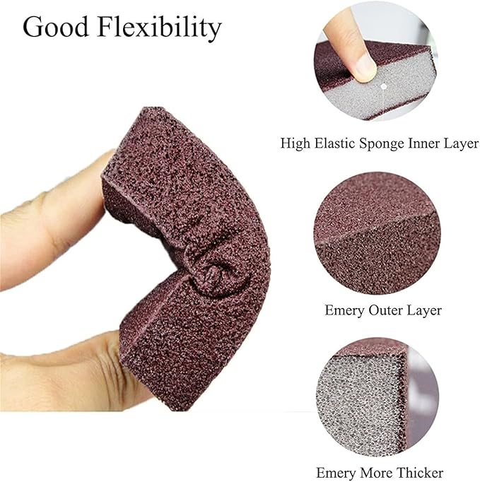 Nano Carborundum Sponge,Emery Sponge Kitchen Pot Brush with Handle,Scouring Pad Pot Scrubber,Pot Cleaner for Bottom of Pans,Wet Dry Sanding Sponges (Brown 02 * 5pcs)