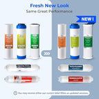 iSpring F10KU NSF Certified 1-Year Replacement Filter Set for 7-Stage RO Water Filtration Systems, Includes Alkaline Mineral & UV Filters, 10 Pieces, No RO Membrane