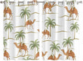 2 Panel Kitchen Cafe Curtains, Desert Camels Sunlight Filtering Nature Air Through, Home Decor Window Covering Tier Curtains for Bedroom Living Room 104W x 72L inch Tropical Date Palm Trees Animal
